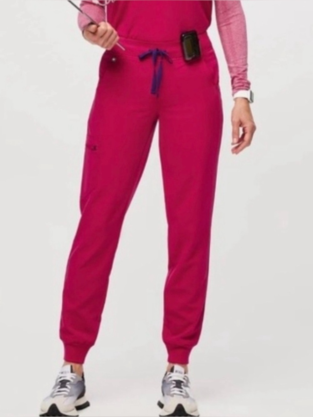 Figs High Waisted Zamora Jogger Scrub Pants in Ultra Rose Size S/T